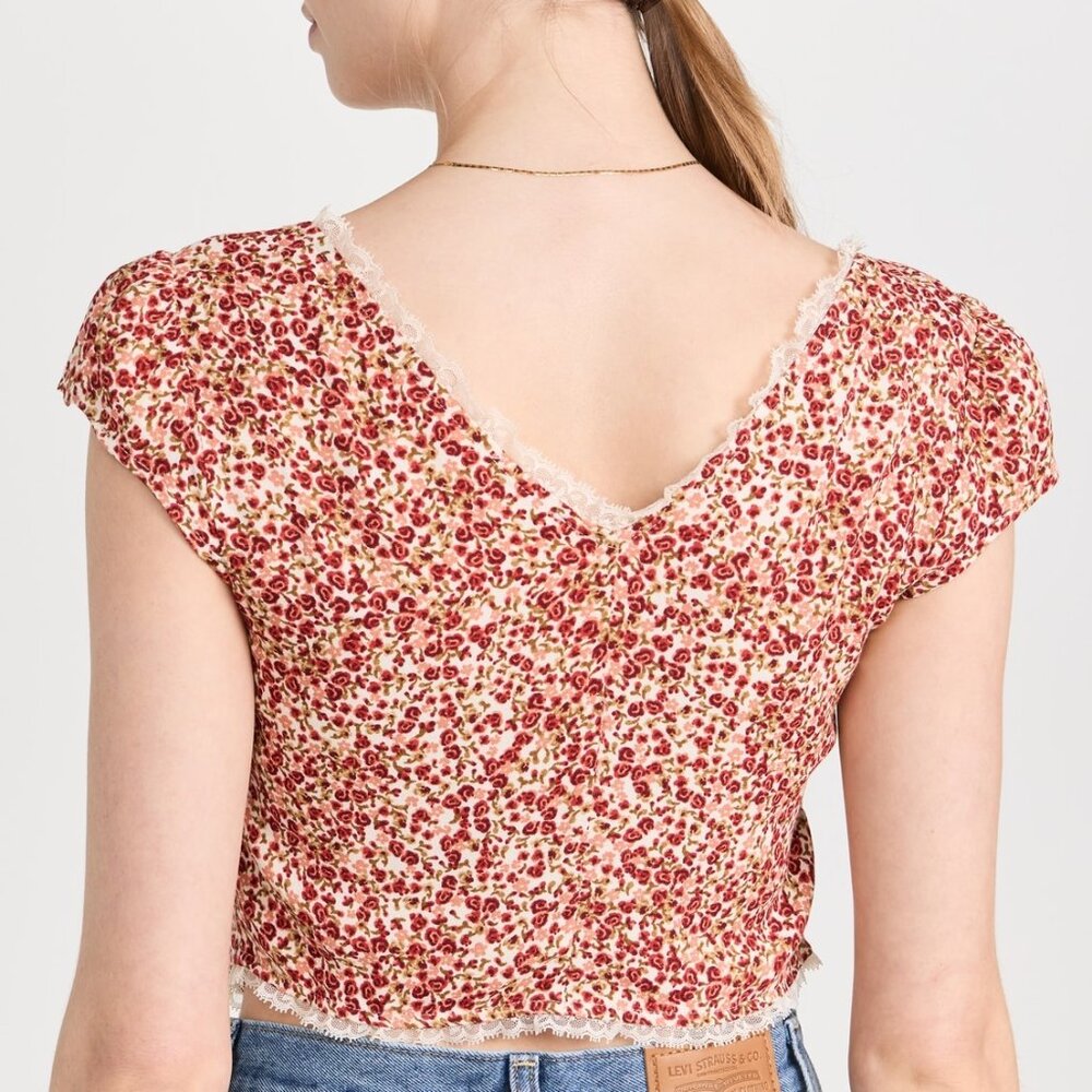 Reformation Safia Floral Top in La Vie En Rose Size 0 - Picture 16 of 16
